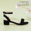 imagePANDANINJIA Girls Sandals Low Heels Dress Shoes Open Toe Flower Girl Wedding Party for Little Big Kid Dress SandalsBlacknubuck