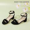 imagePANDANINJIA Girls Sandals Low Heels Dress Shoes Open Toe Flower Girl Wedding Party for Little Big Kid Dress SandalsBlacknubuck
