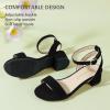 imagePANDANINJIA Girls Sandals Low Heels Dress Shoes Open Toe Flower Girl Wedding Party for Little Big Kid Dress SandalsBlacknubuck