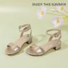 imagePANDANINJIA Girls Sandals Low Heels Dress Shoes Open Toe Flower Girl Wedding Party for Little Big Kid Dress SandalsNewgold