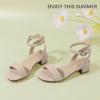 imagePANDANINJIA Girls Sandals Low Heels Dress Shoes Open Toe Flower Girl Wedding Party for Little Big Kid Dress SandalsNude
