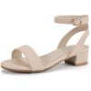 imagePANDANINJIA Girls Sandals Low Heels Dress Shoes Open Toe Flower Girl Wedding Party for Little Big Kid Dress SandalsNude