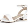 imagePANDANINJIA Girls Sandals Low Heels Dress Shoes Open Toe Flower Girl Wedding Party for Little Big Kid Dress SandalsWhite