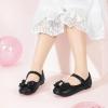imagePANDANINJIA Flower Girl Shoes Toddler Little Kid Ballet Flats Pearls Wedding Party Mary Jane Girls Dress ShoesBlack Pu