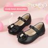 imagePANDANINJIA Flower Girl Shoes Toddler Little Kid Ballet Flats Pearls Wedding Party Mary Jane Girls Dress ShoesBlack Pu