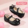 imagePANDANINJIA Flower Girl Shoes Toddler Little Kid Ballet Flats Pearls Wedding Party Mary Jane Girls Dress ShoesBlack Pu