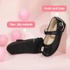 imagePANDANINJIA Flower Girl Shoes Toddler Little Kid Ballet Flats Pearls Wedding Party Mary Jane Girls Dress ShoesBlack Pu