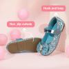 imagePANDANINJIA Flower Girl Shoes Toddler Little Kid Ballet Flats Pearls Wedding Party Mary Jane Girls Dress ShoesBlue Sequin