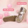 imagePANDANINJIA Flower Girl Shoes Toddler Little Kid Ballet Flats Pearls Wedding Party Mary Jane Girls Dress ShoesGold Sequin