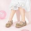 imagePANDANINJIA Flower Girl Shoes Toddler Little Kid Ballet Flats Pearls Wedding Party Mary Jane Girls Dress ShoesGold Sequin