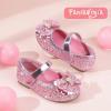 imagePANDANINJIA Flower Girl Shoes Toddler Little Kid Ballet Flats Pearls Wedding Party Mary Jane Girls Dress ShoesPink Sequin
