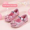 imagePANDANINJIA Flower Girl Shoes Toddler Little Kid Ballet Flats Pearls Wedding Party Mary Jane Girls Dress ShoesPink Sequin