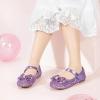 imagePANDANINJIA Flower Girl Shoes Toddler Little Kid Ballet Flats Pearls Wedding Party Mary Jane Girls Dress ShoesPurple Sequin