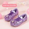 imagePANDANINJIA Flower Girl Shoes Toddler Little Kid Ballet Flats Pearls Wedding Party Mary Jane Girls Dress ShoesPurple Sequin