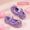 imagePANDANINJIA Flower Girl Shoes Toddler Little Kid Ballet Flats Pearls Wedding Party Mary Jane Girls Dress ShoesPurple Sequin