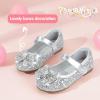 imagePANDANINJIA Flower Girl Shoes Toddler Little Kid Ballet Flats Pearls Wedding Party Mary Jane Girls Dress ShoesSilver Sequin