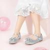imagePANDANINJIA Flower Girl Shoes Toddler Little Kid Ballet Flats Pearls Wedding Party Mary Jane Girls Dress ShoesSilver Sequin