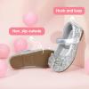 imagePANDANINJIA Flower Girl Shoes Toddler Little Kid Ballet Flats Pearls Wedding Party Mary Jane Girls Dress ShoesSilver Sequin