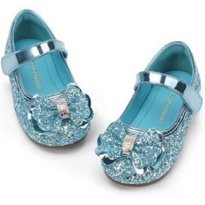 imagePANDANINJIA Flower Girl Shoes Toddler Little Kid Ballet Flats Pearls Wedding Party Mary Jane Girls Dress ShoesBlue Sequin