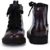 imagePANDANINJIA Girls Boys Combat Short Ankle Boots Fashion Dress Booties Side Zipper Waterproof Shoes with Lace Up for Toddler Little KidBlack Bright