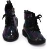 imagePANDANINJIA Girls Boys Combat Short Ankle Boots Fashion Dress Booties Side Zipper Waterproof Shoes with Lace Up for Toddler Little KidBlack Bright