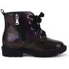imagePANDANINJIA Girls Boys Combat Short Ankle Boots Fashion Dress Booties Side Zipper Waterproof Shoes with Lace Up for Toddler Little KidBlack Bright