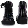 imagePANDANINJIA Girls Boys Combat Short Ankle Boots Fashion Dress Booties Side Zipper Waterproof Shoes with Lace Up for Toddler Little KidBlack Star