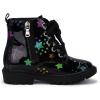 imagePANDANINJIA Girls Boys Combat Short Ankle Boots Fashion Dress Booties Side Zipper Waterproof Shoes with Lace Up for Toddler Little KidBlack Star