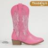 imagePANDANINJIA Girls Cowboy Boots Toddler Cowgirl Boots Little Big Kids Western Mid Calf Round Toe Embroidered Horse Riding Shoes BootiesPointed Toe Fuchsia