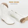 imagePANDANINJIA Girls Cowboy Boots Toddler Cowgirl Boots Little Big Kids Western Mid Calf Round Toe Embroidered Horse Riding Shoes BootiesPointed Toe White