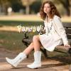 imagePANDANINJIA Girls Cowboy Boots Toddler Cowgirl Boots Little Big Kids Western Mid Calf Round Toe Embroidered Horse Riding Shoes BootiesRound Toe White