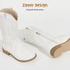 imagePANDANINJIA Girls Cowboy Boots Toddler Cowgirl Boots Little Big Kids Western Mid Calf Round Toe Embroidered Horse Riding Shoes BootiesRound Toe White