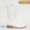 imagePANDANINJIA Girls Cowboy Boots Toddler Cowgirl Boots Little Big Kids Western Mid Calf Round Toe Embroidered Horse Riding Shoes BootiesRound Toe White