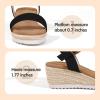 imagePANDANINJIA Girls Sandals Wedge Platform Espadrille Little Big Kid Girls Heels Open Toe Summer Dress ShoesBlack Nubuck