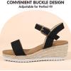 imagePANDANINJIA Girls Sandals Wedge Platform Espadrille Little Big Kid Girls Heels Open Toe Summer Dress ShoesBlack Nubuck