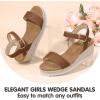 imagePANDANINJIA Girls Sandals Wedge Platform Espadrille Little Big Kid Girls Heels Open Toe Summer Dress ShoesBrown Nubuck