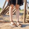 imagePANDANINJIA Girls Sandals Wedge Platform Espadrille Little Big Kid Girls Heels Open Toe Summer Dress ShoesBrown Nubuck