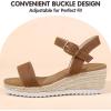 imagePANDANINJIA Girls Sandals Wedge Platform Espadrille Little Big Kid Girls Heels Open Toe Summer Dress ShoesBrown Nubuck