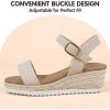 imagePANDANINJIA Girls Sandals Wedge Platform Espadrille Little Big Kid Girls Heels Open Toe Summer Dress ShoesNude Nubuck