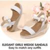 imagePANDANINJIA Girls Sandals Wedge Platform Espadrille Little Big Kid Girls Heels Open Toe Summer Dress ShoesWhite Pu