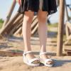 imagePANDANINJIA Girls Sandals Wedge Platform Espadrille Little Big Kid Girls Heels Open Toe Summer Dress ShoesWhite Pu