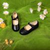 imagePANDANINJIA Sandy Girls Mary Jane School Uniform Shoes Dress Girls Flats for Toddler Little Kid Big KidBlack Pu R