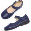 imagePANDANINJIA Sandy Girls Mary Jane School Uniform Shoes Dress Girls Flats for Toddler Little Kid Big KidNavy Pu
