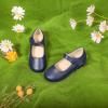 imagePANDANINJIA Sandy Girls Mary Jane School Uniform Shoes Dress Girls Flats for Toddler Little Kid Big KidNavy Pu