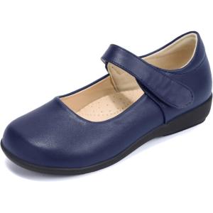 imagePANDANINJIA Sandy Girls Mary Jane School Uniform Shoes Dress Girls Flats for Toddler Little Kid Big KidNavy Pu