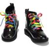 imagePANDANINJIA Girls Boys Combat Short Ankle Boots Fashion Dress Booties Side Zipper Waterproof Shoes with Lace Up for Toddler Little KidBlackcolourful