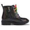 imagePANDANINJIA Girls Boys Combat Short Ankle Boots Fashion Dress Booties Side Zipper Waterproof Shoes with Lace Up for Toddler Little KidBlackcolourful