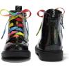 imagePANDANINJIA Girls Boys Combat Short Ankle Boots Fashion Dress Booties Side Zipper Waterproof Shoes with Lace Up for Toddler Little KidBlackcolourful