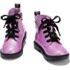 imagePANDANINJIA Girls Boys Combat Short Ankle Boots Fashion Dress Booties Side Zipper Waterproof Shoes with Lace Up for Toddler Little KidPurplebright