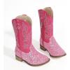 imagePANDANINJIA Girls Cowgirl Boots Kids Toddler Cowboy Boots Round Toe Mid Calf Western Riding Booties ShoesPinksequin